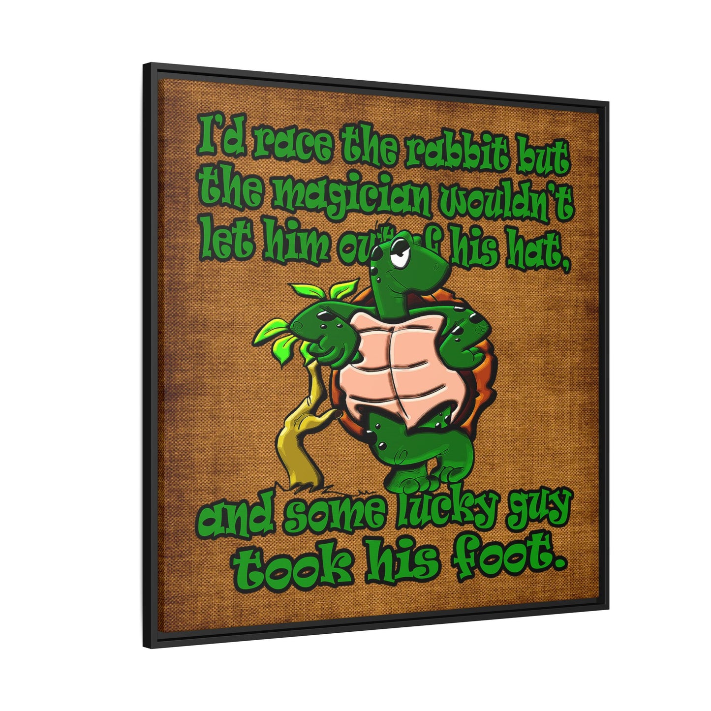 turtle race - framed canvas art (brown papyrus)