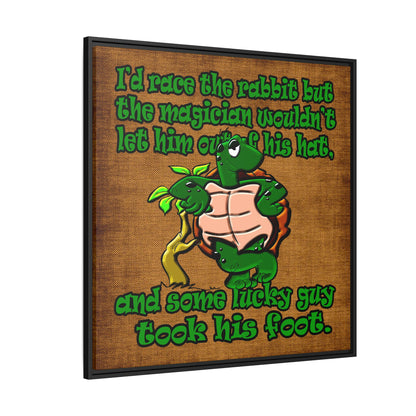 turtle race - framed canvas art (brown papyrus)