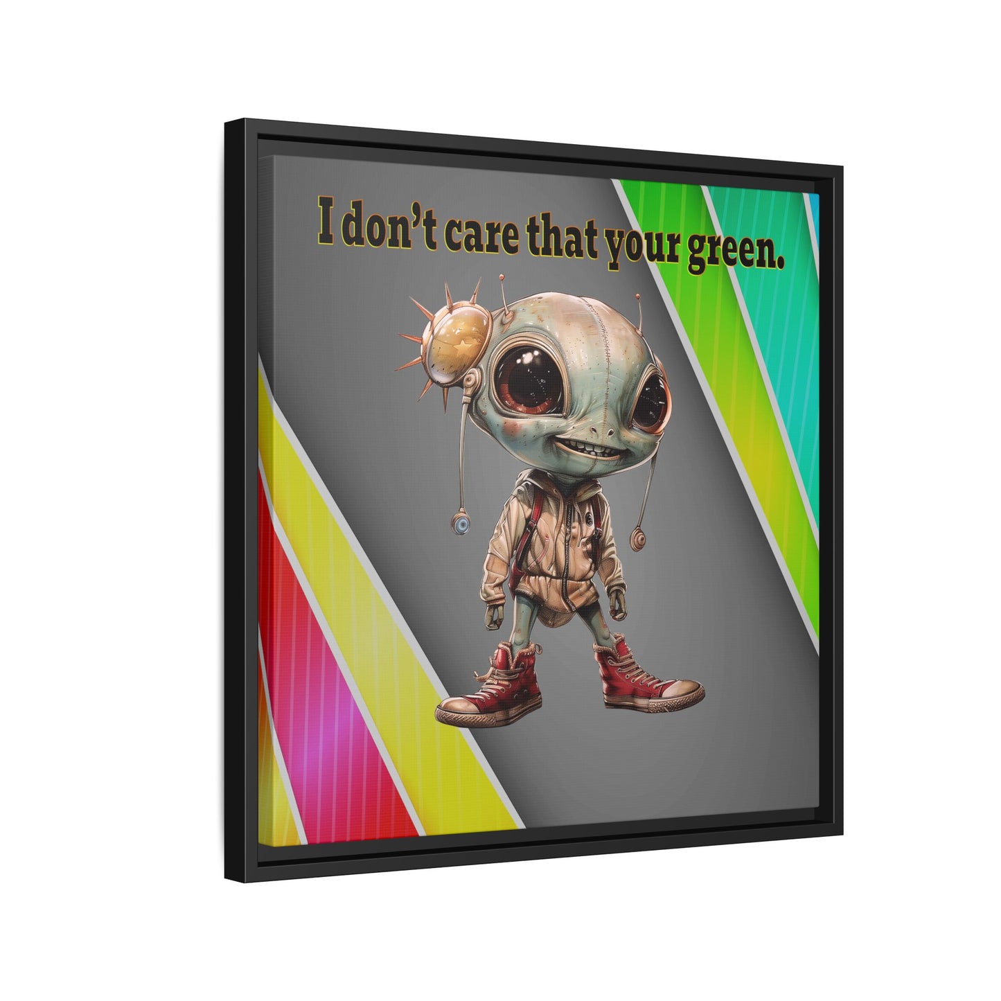 I don't care that your green - framed canvas art (rainbow split)