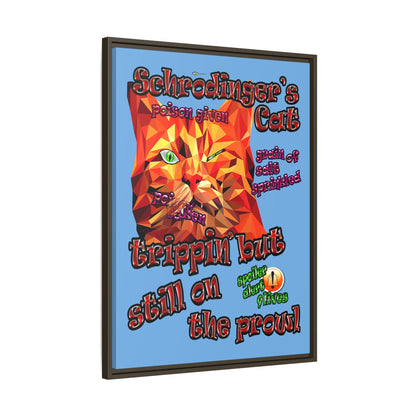 schrodinger's cat - framed canvas art (light blue)