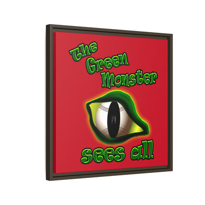 green monster - framed canvas art (dark red)