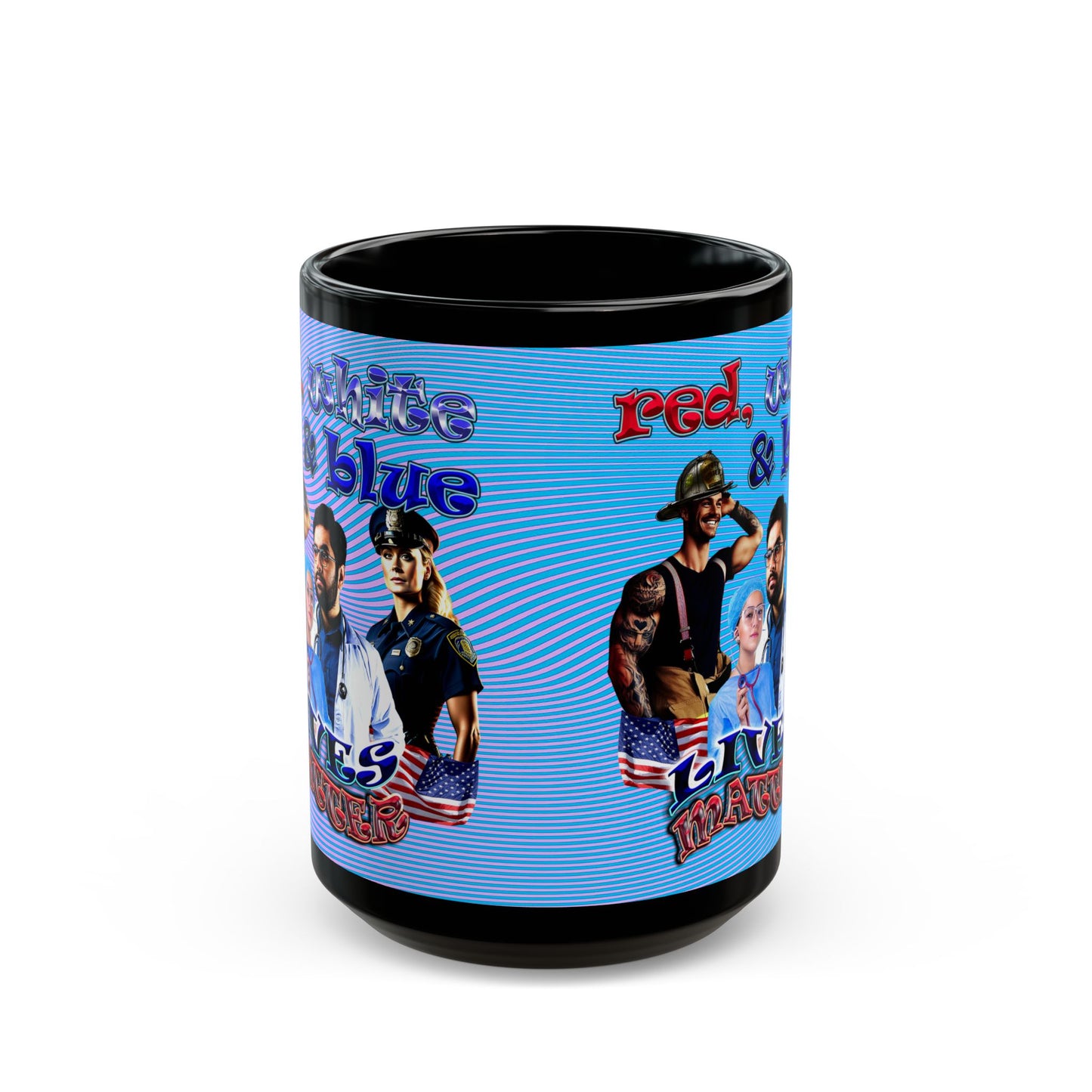 rw&b lives matter - Black Mug (light blue-purple wave)