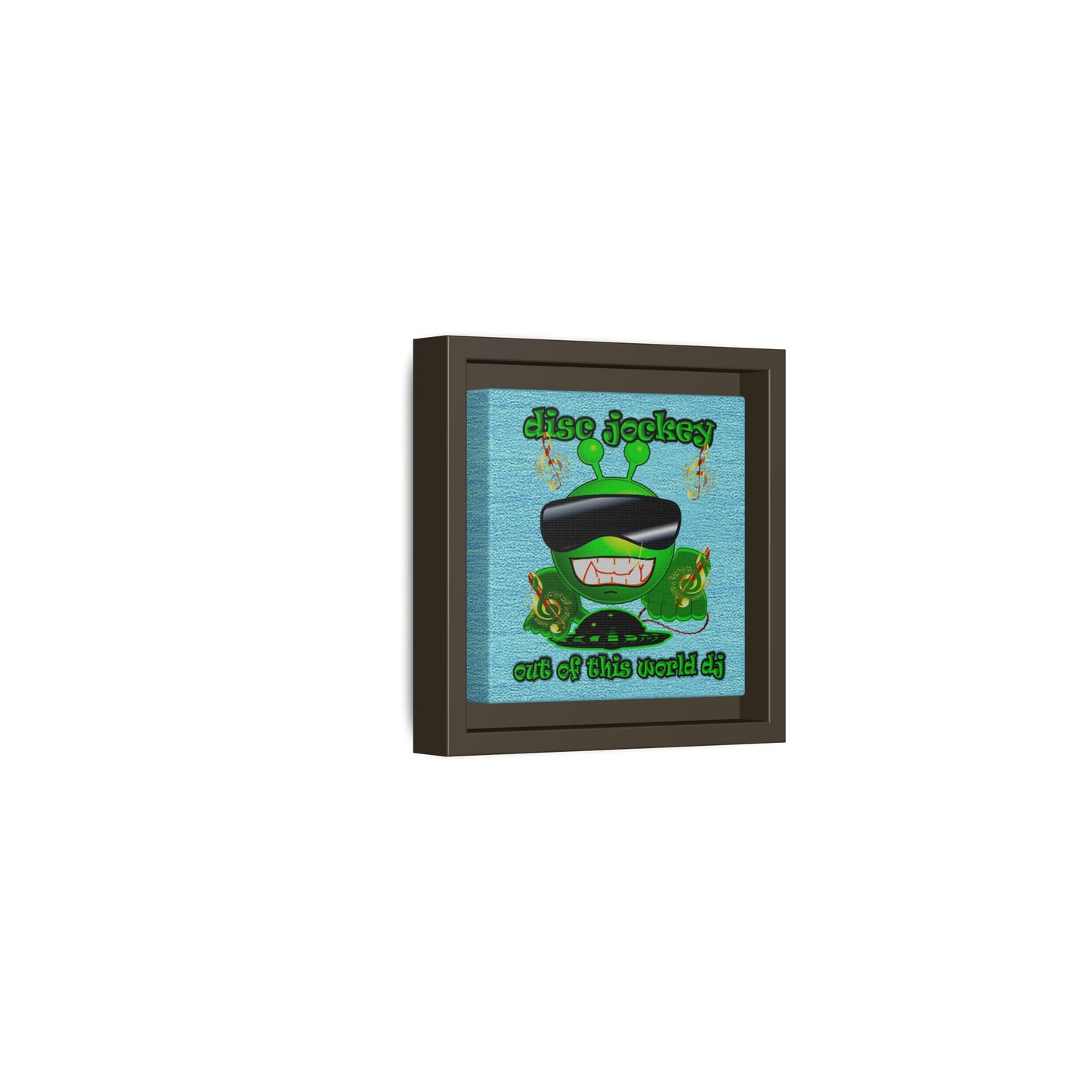disc jockey - framed canvas art (faded blue)
