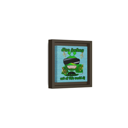 disc jockey - framed canvas art (faded blue)