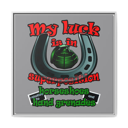 my luck - framed canvas art (grey)