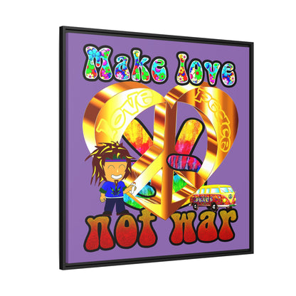 love peace - framed canvas art (light purple)