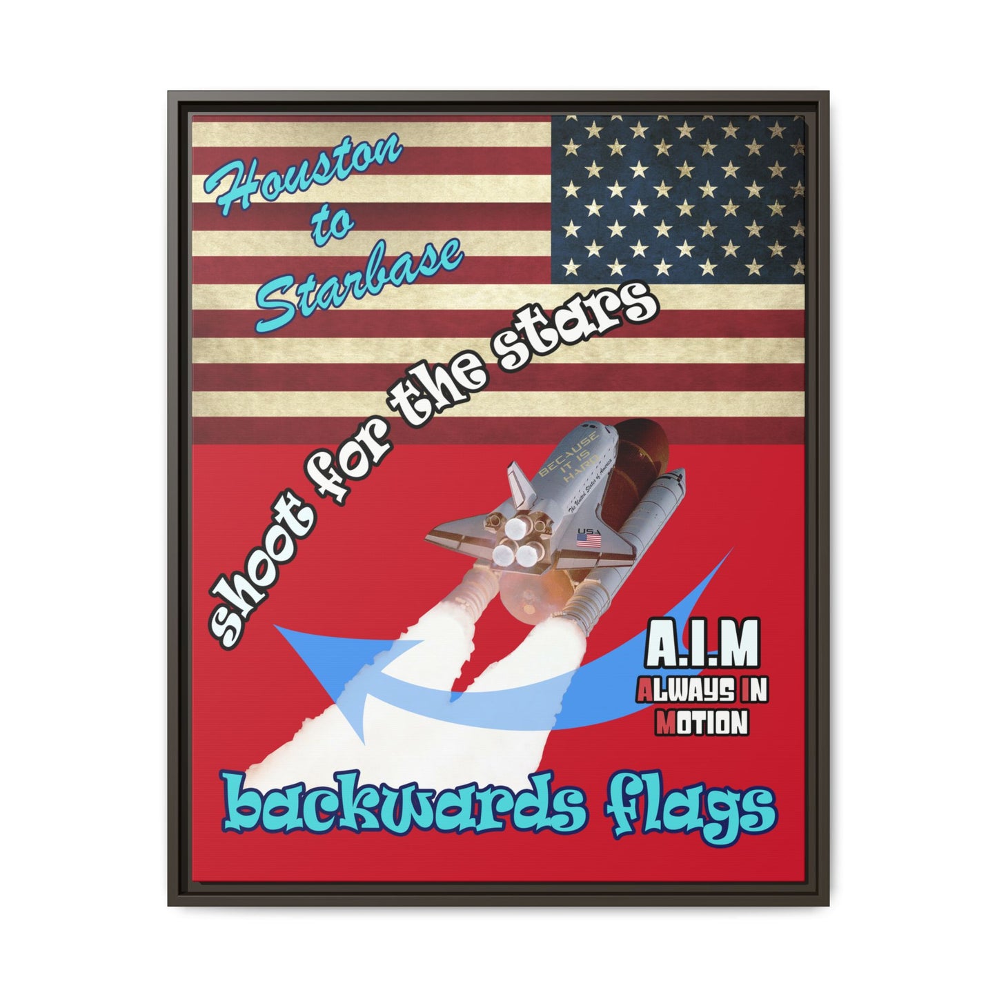 shoot for the stars - framed canvas art (dark red)