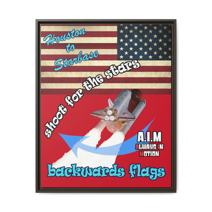 shoot for the stars - framed canvas art (dark red)