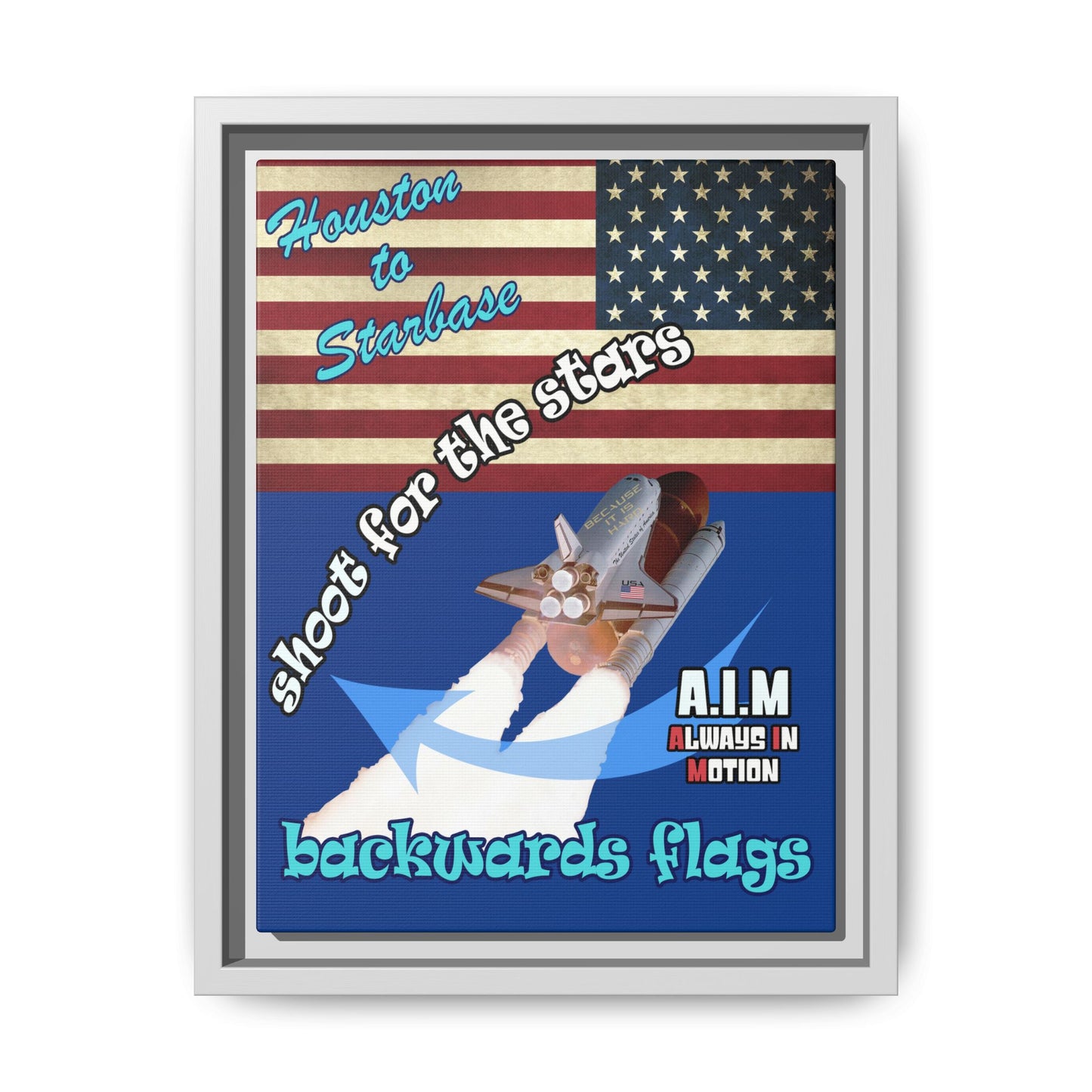 shoot for the stars - framed canvas art (dark blue)