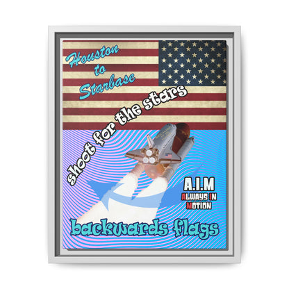 shoot for the stars - framed canvas art (light blue-purple wave)