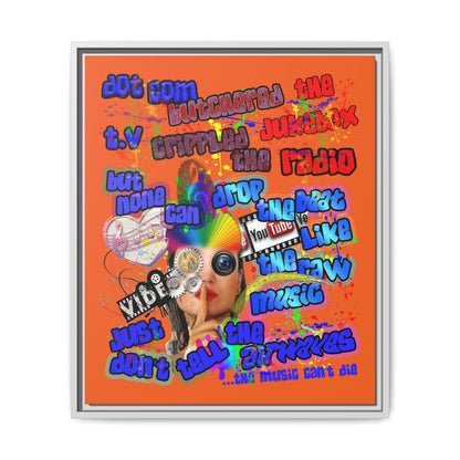 drop the beat - framed canvas art (orange)
