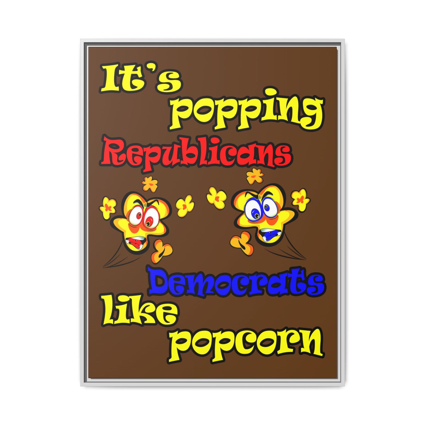 popping like popcorn - framed canvas art (brown)