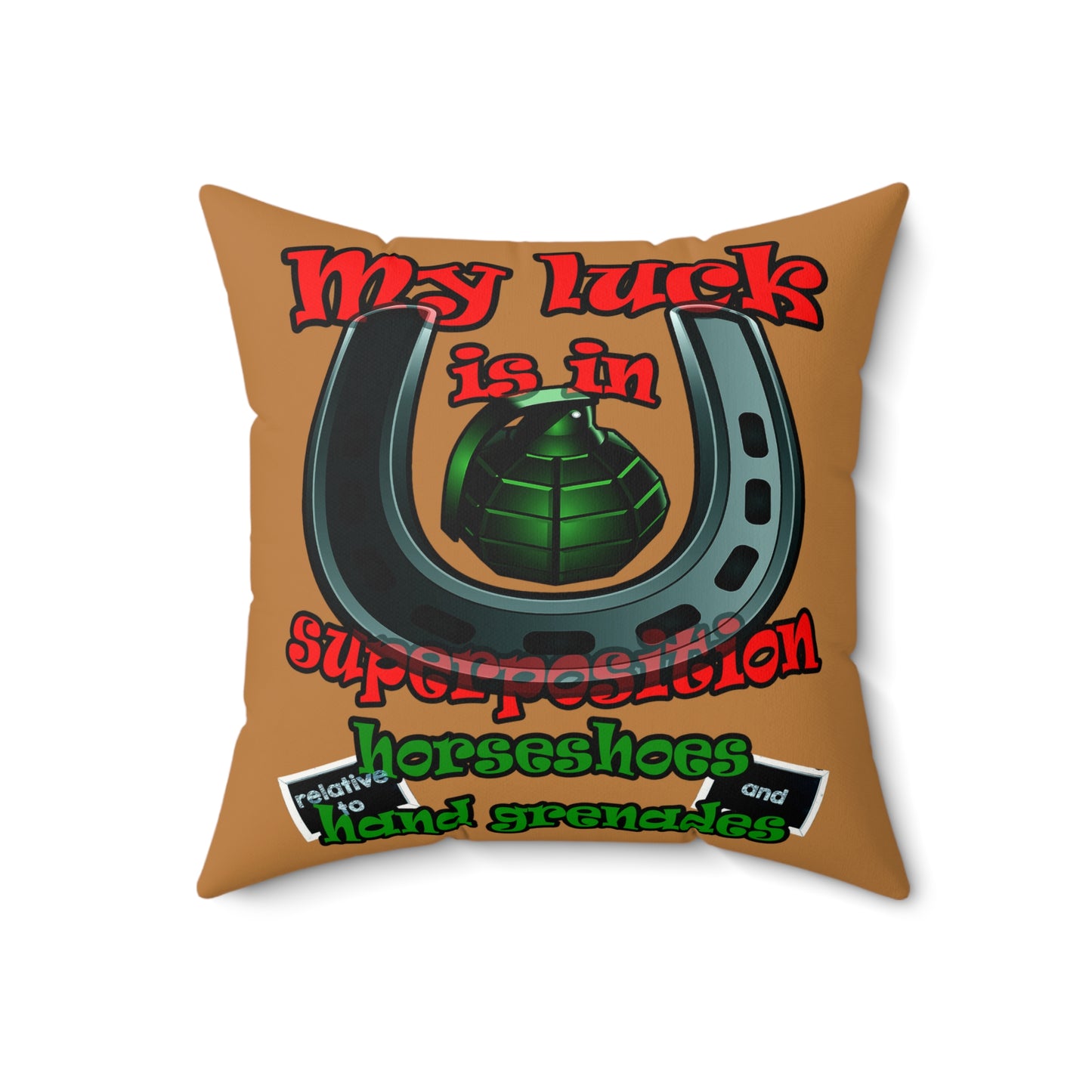 my luck - Faux Suede Square Pillow - (light brown)