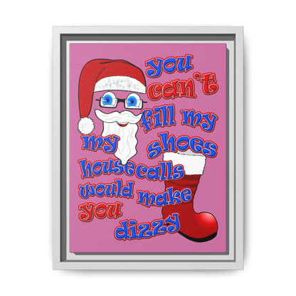 santa's shoes - framed canvas art (light pink)