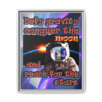 defy conquer reach - framed canvas art (grey-pink wave)