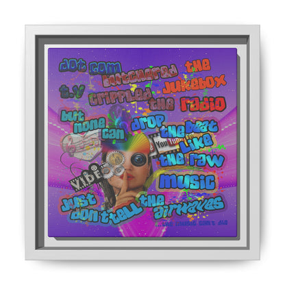 drop the beat - framed canvas art (purple-pink wave)