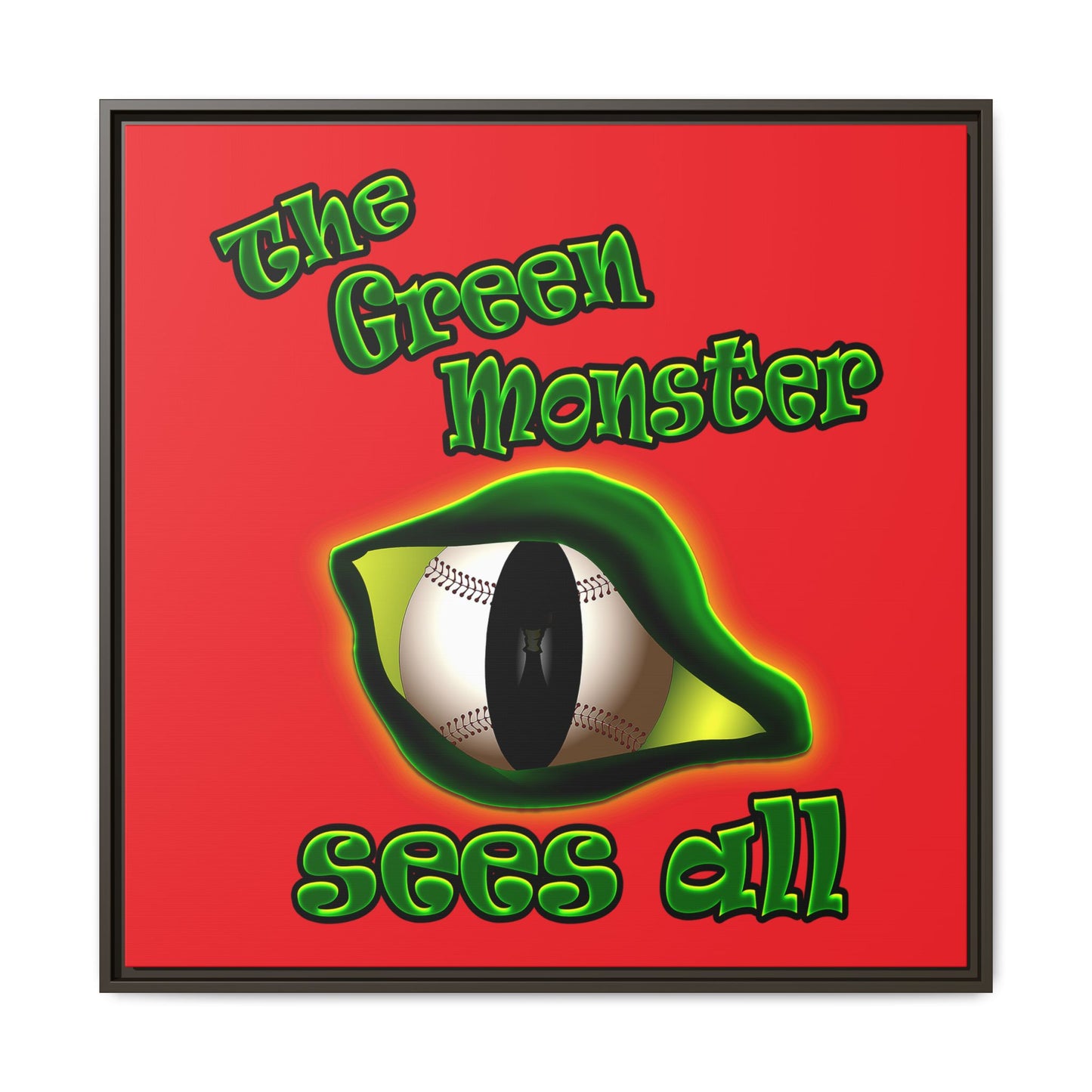 green monster - framed canvas art (red)