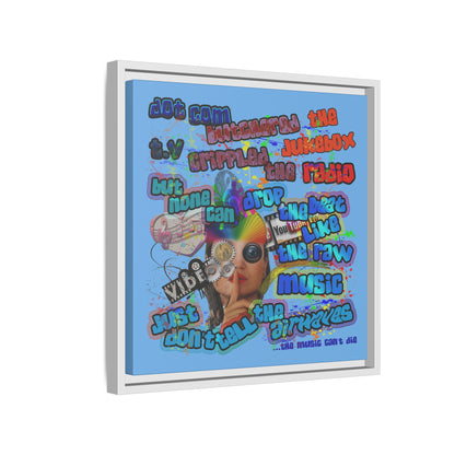 drop the beat - framed canvas art (light blue)