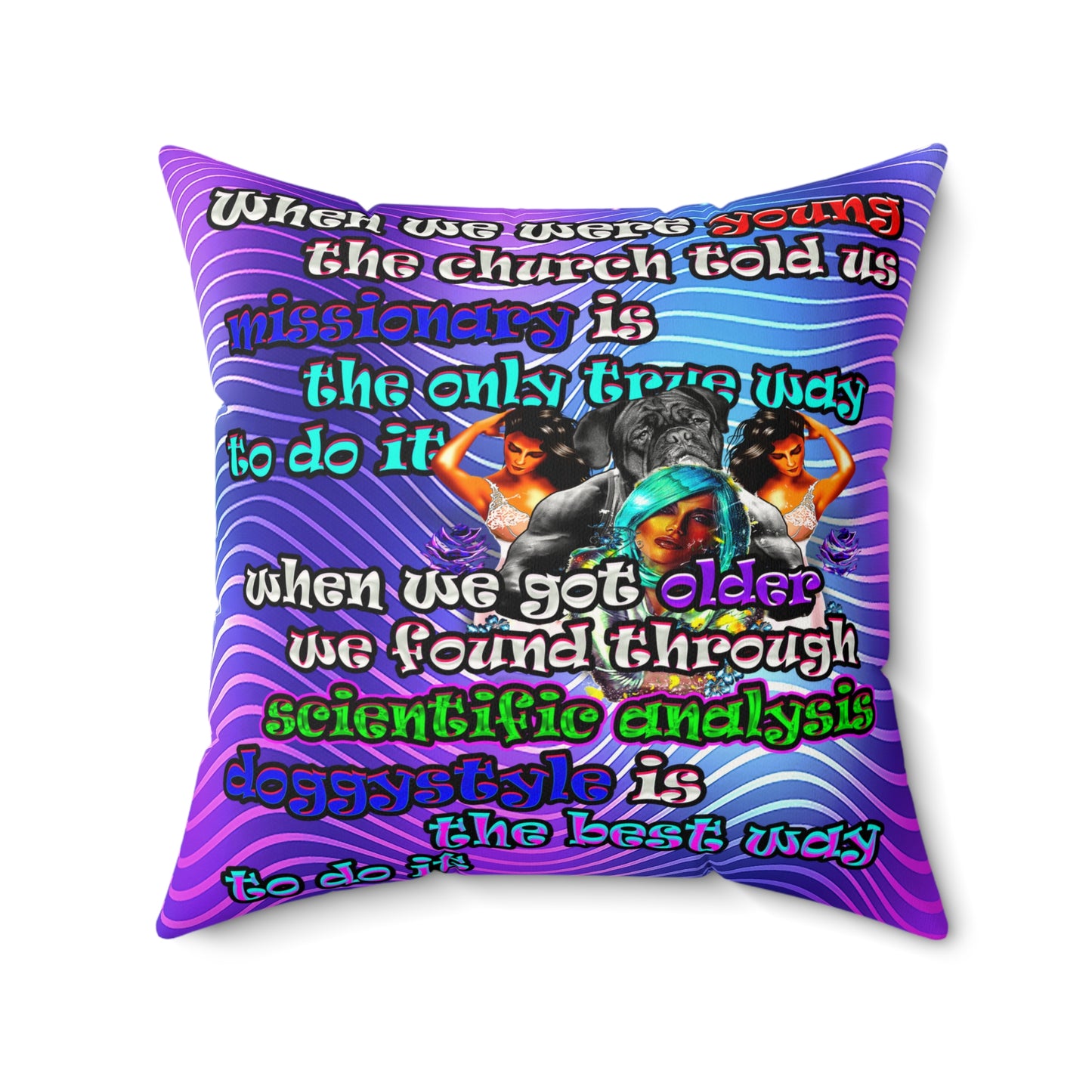 doggystyle - Faux Suede Square Pillow - (purple wave)