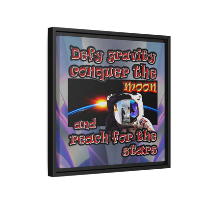 defy conquer reach - framed canvas art (grey-pink wave)
