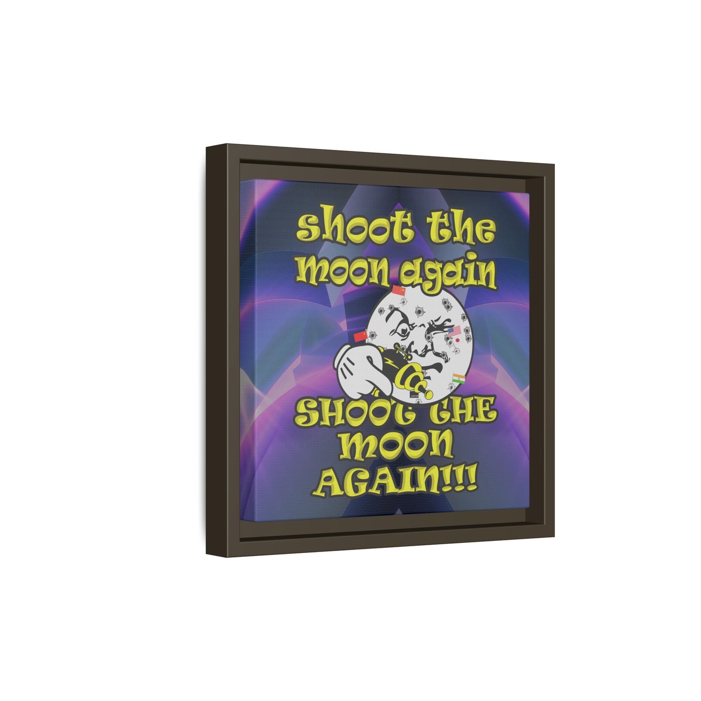 shoot the moon again - framed canvas art (grey-pink wave)