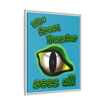 green monster - framed canvas art (turquoise)