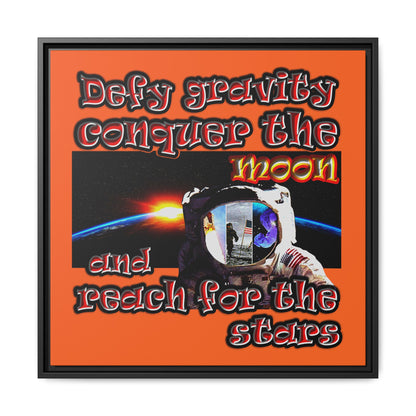 defy conquer reach - framed canvas art (orange)