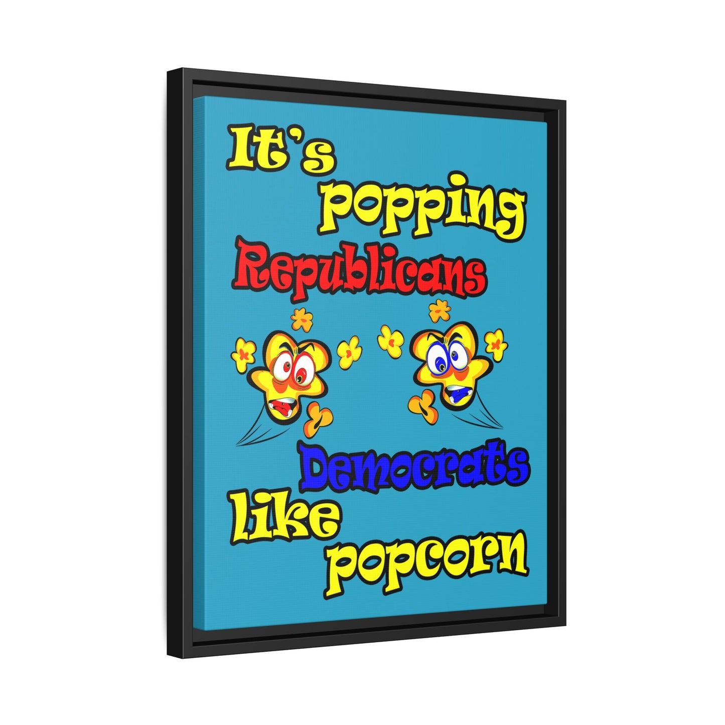 popping like popcorn - framed canvas art (turquoise)