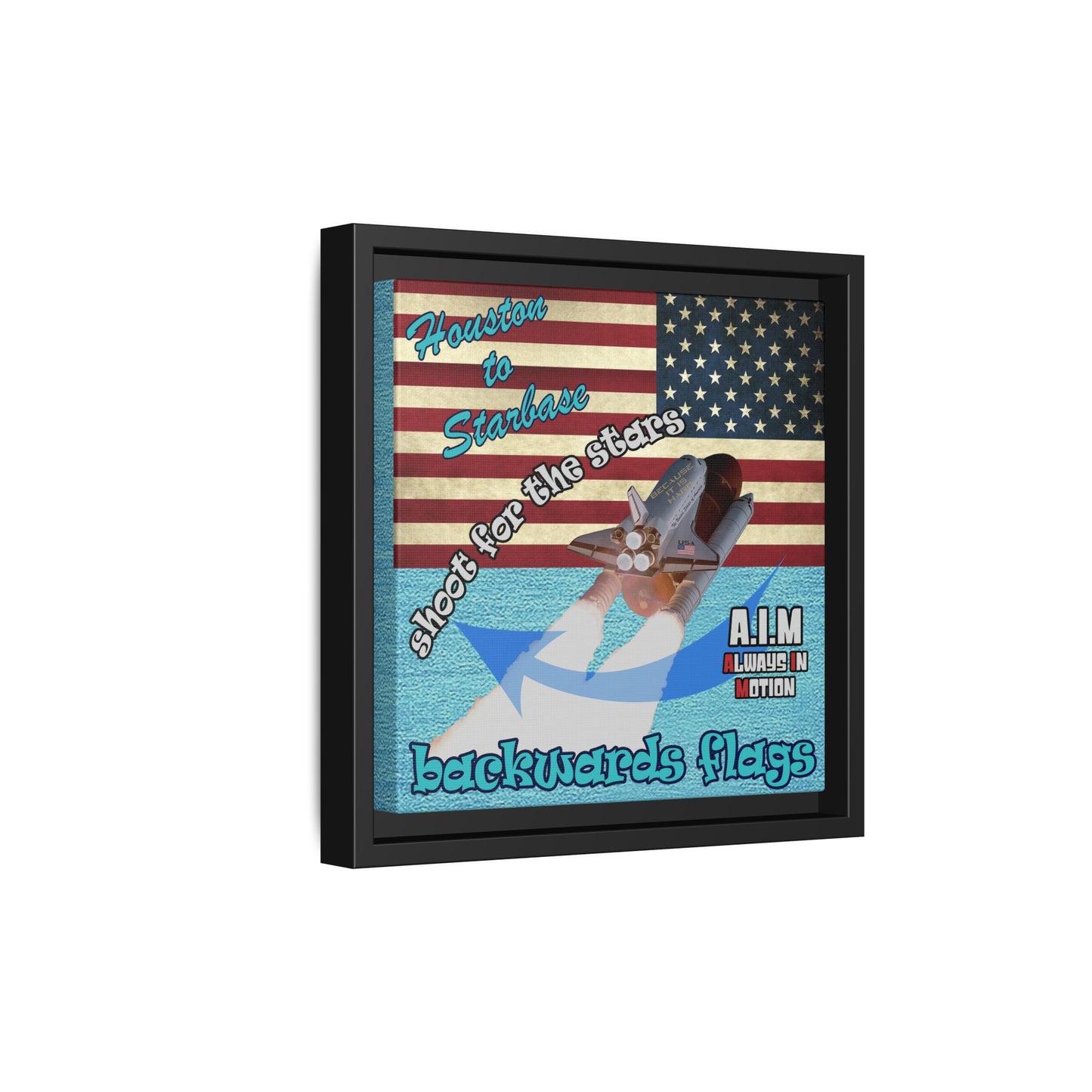 shoot for the stars - framed canvas art (faded blue)