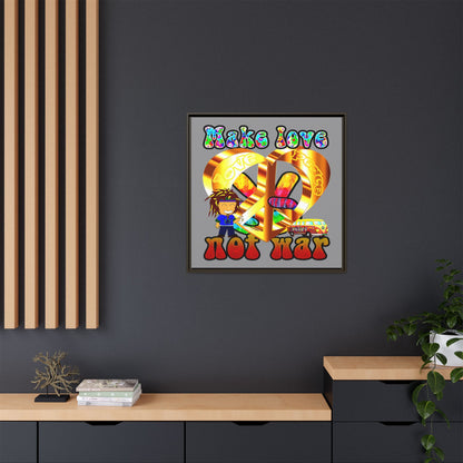 love peace - framed canvas art (grey)