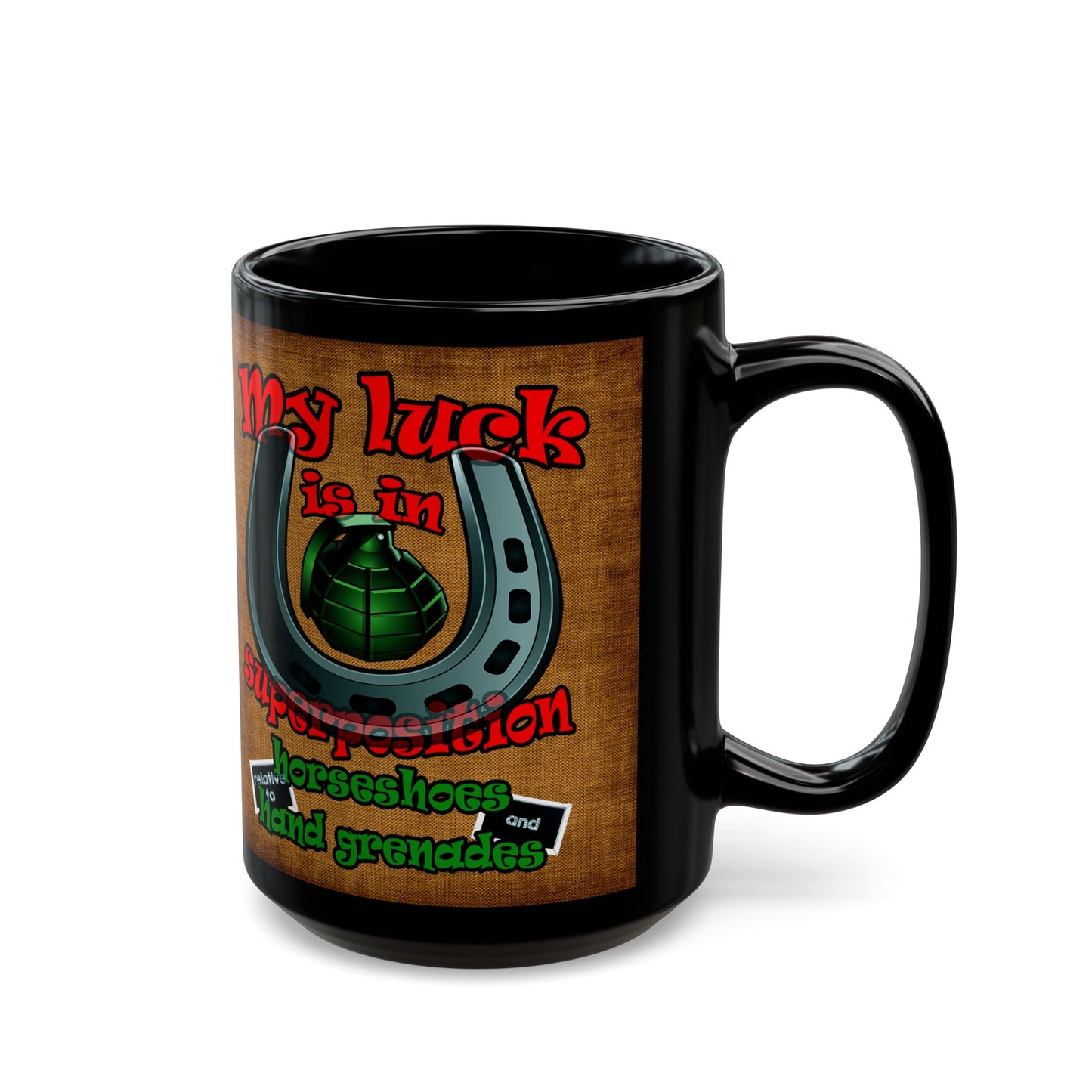 my luck - Black Mug (brown papyrus)