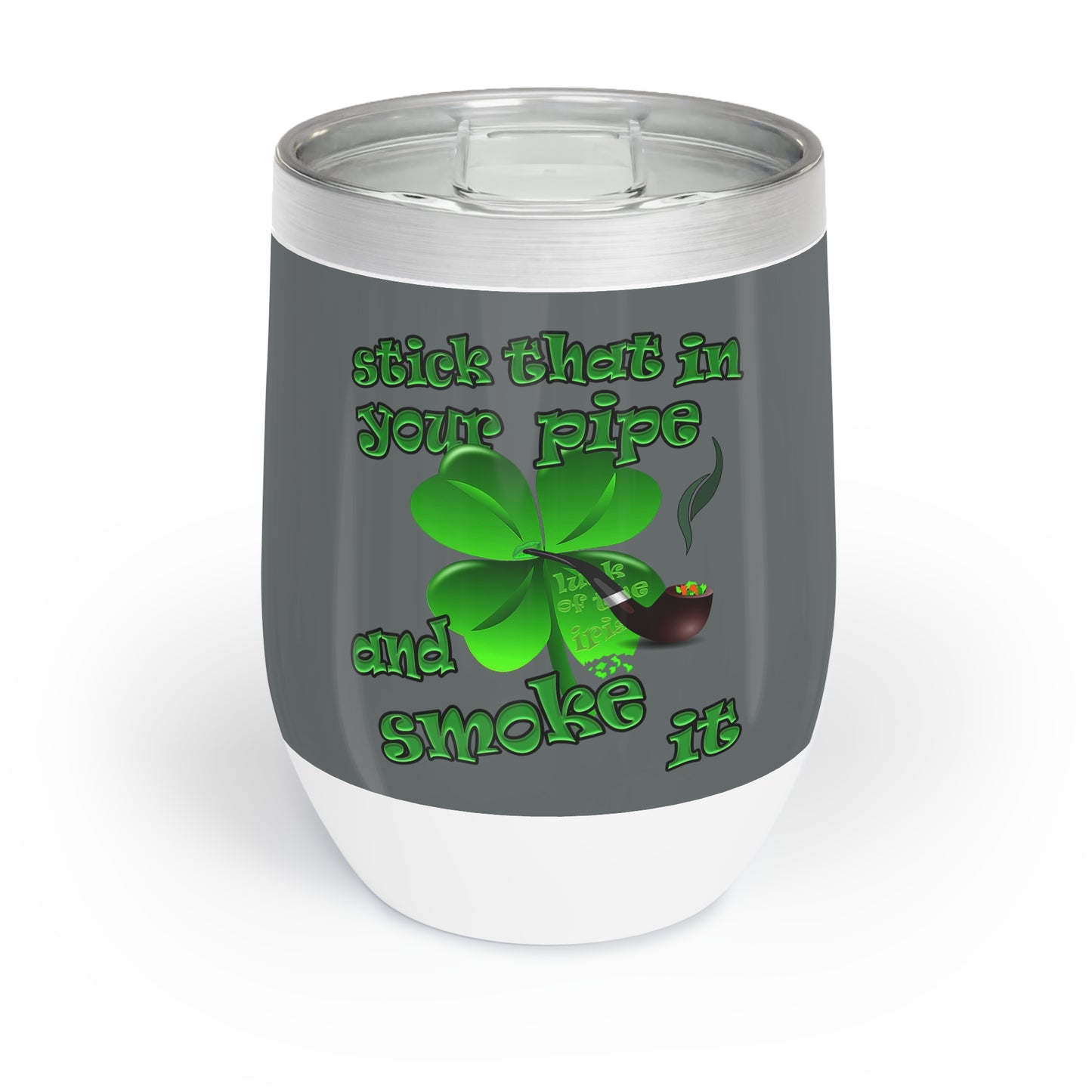 celtics logo - Chill Wine Tumbler (dark grey)