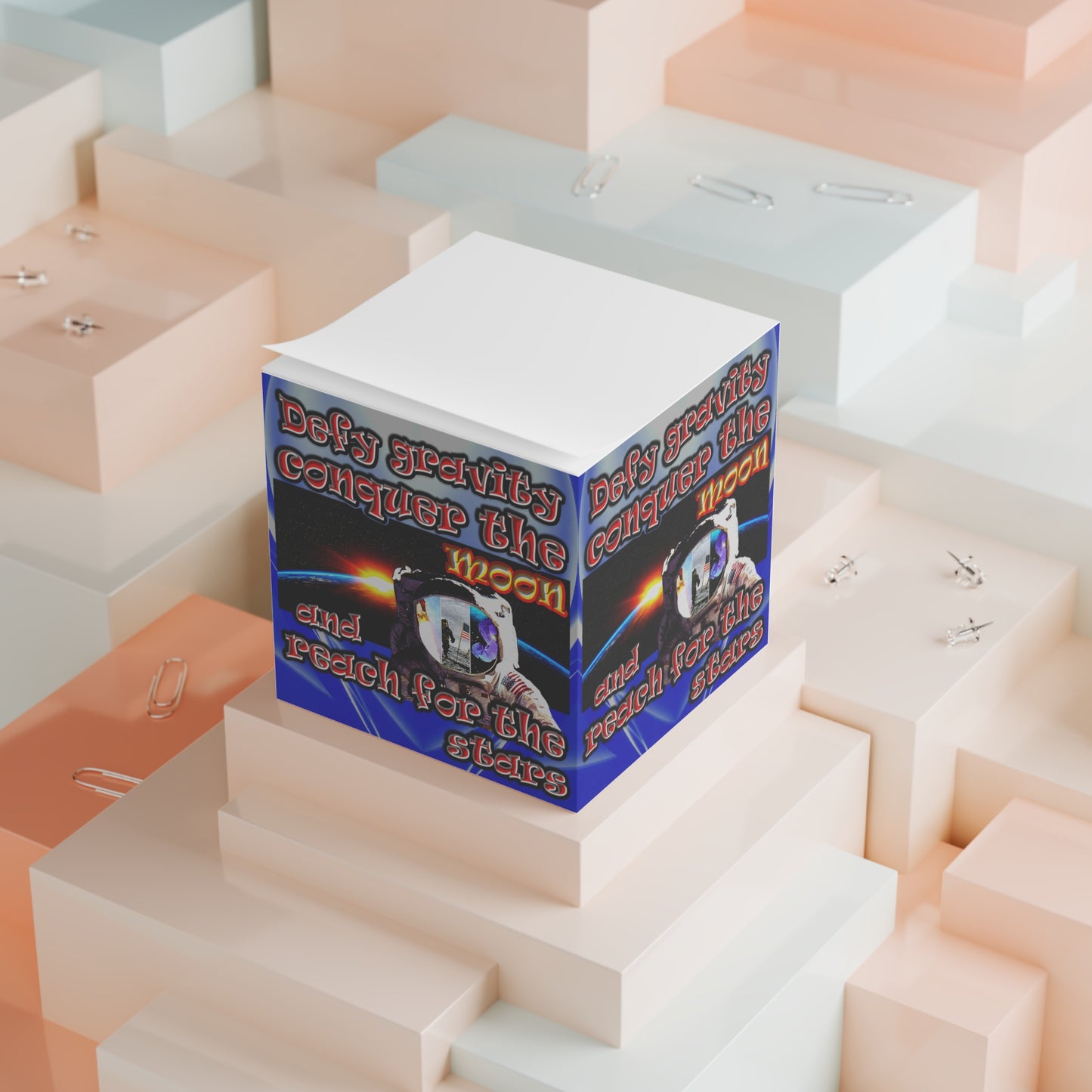 defy conquer reach - note cube (blue-white wave)