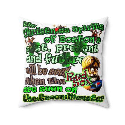 christmas spirits of boston - Spun Polyester Square Pillow - (white)