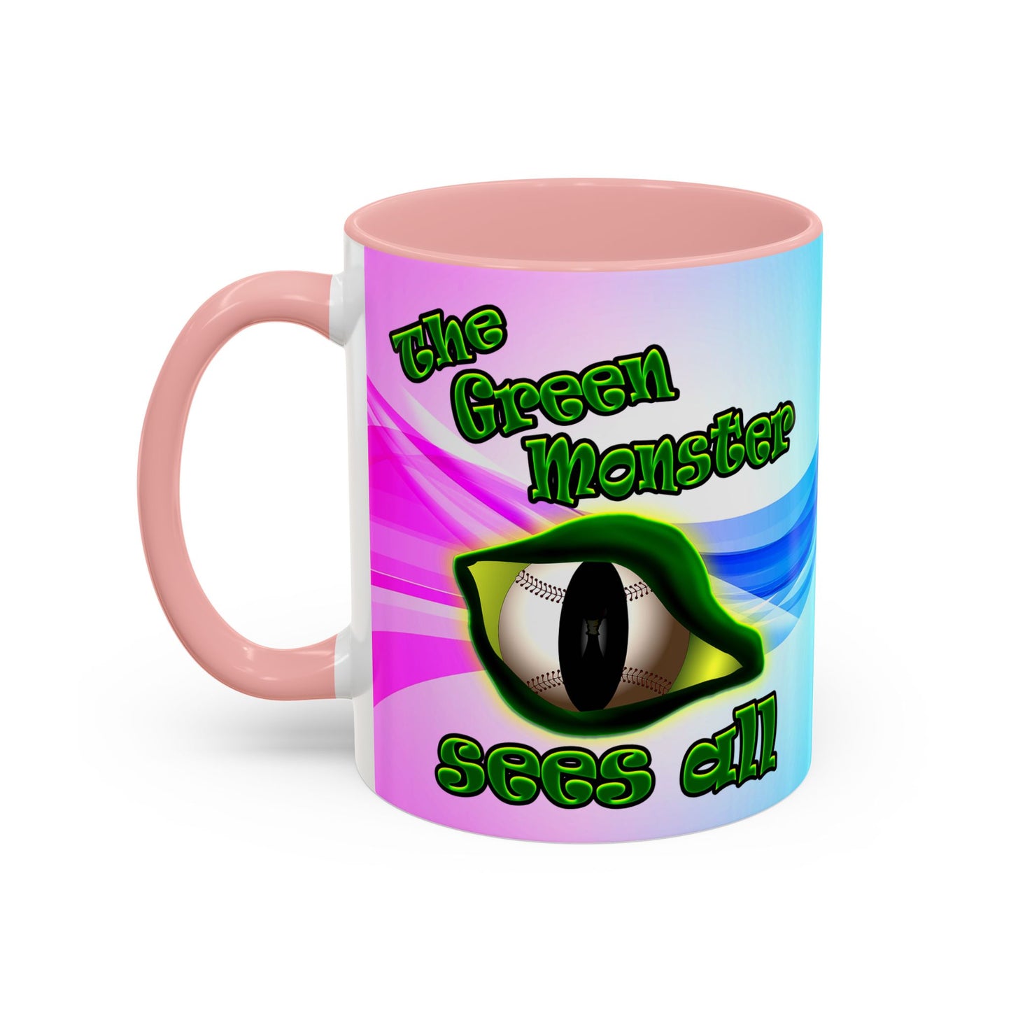 green monster - Accent Mug (light blue-pink wave)