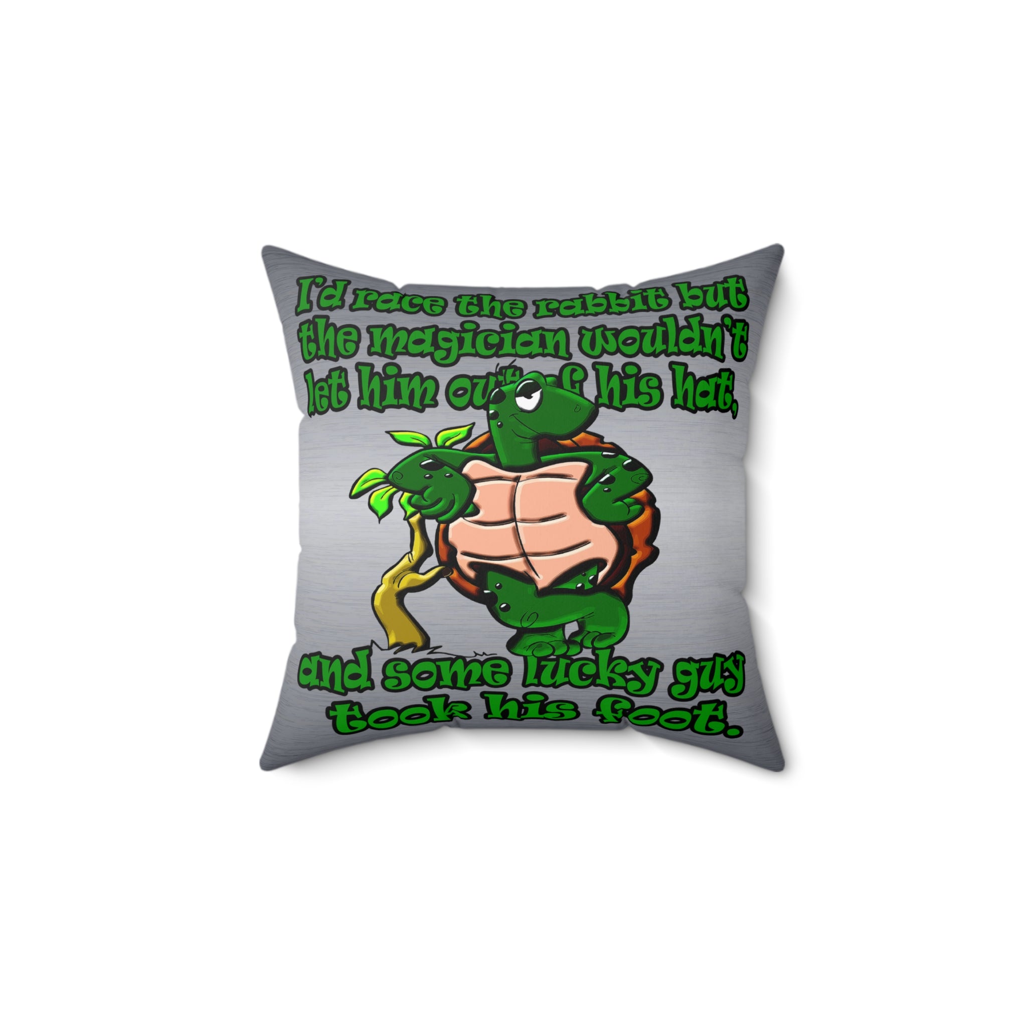 turtle race - Spun Polyester Square Pillow - (brushed nickel)