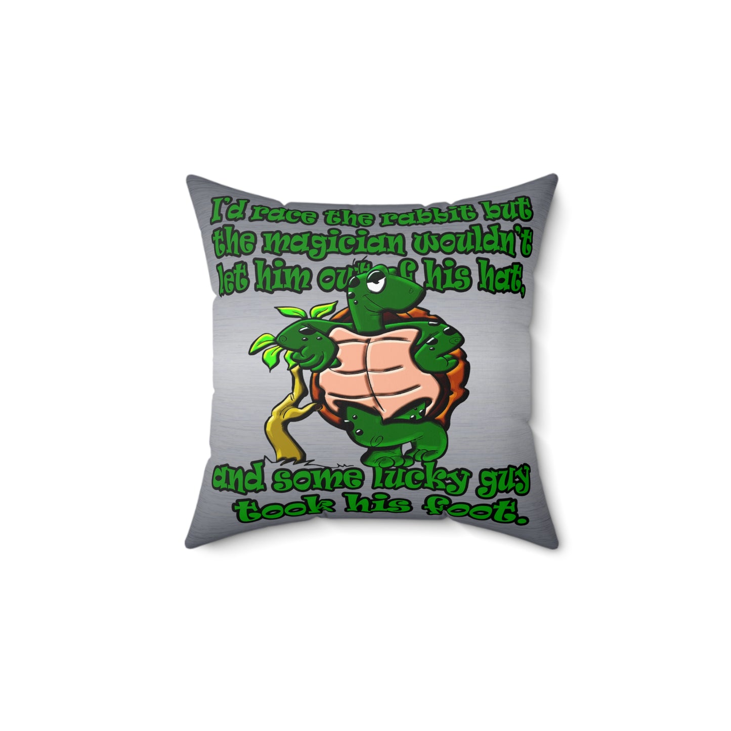 turtle race - Spun Polyester Square Pillow - (brushed nickel)