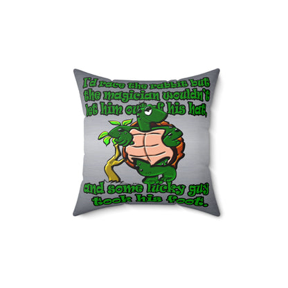 turtle race - Spun Polyester Square Pillow - (brushed nickel)