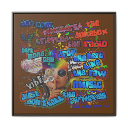 drop the beat - framed canvas art (brown)