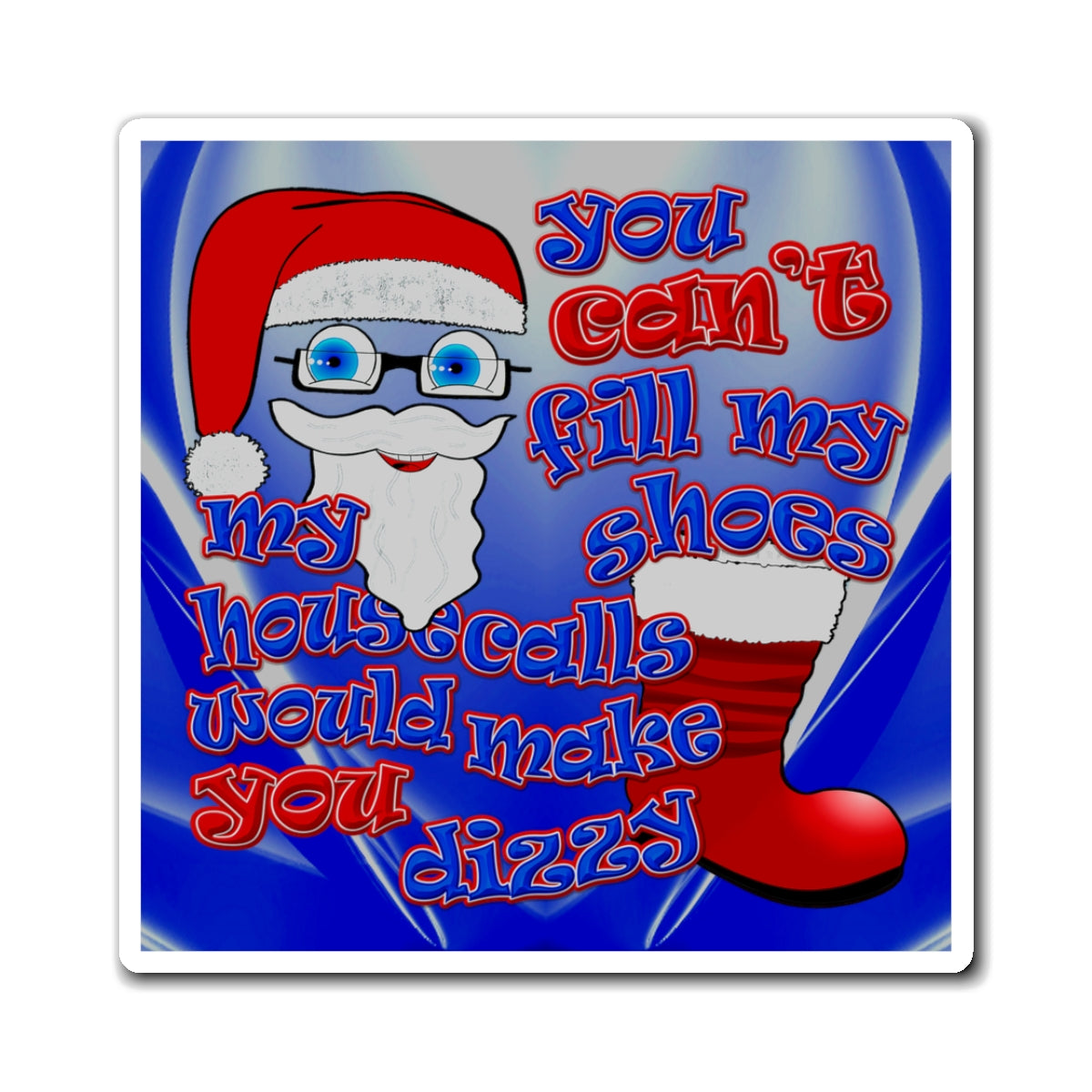 santa's shoes - Magnets - (blue-white wave)