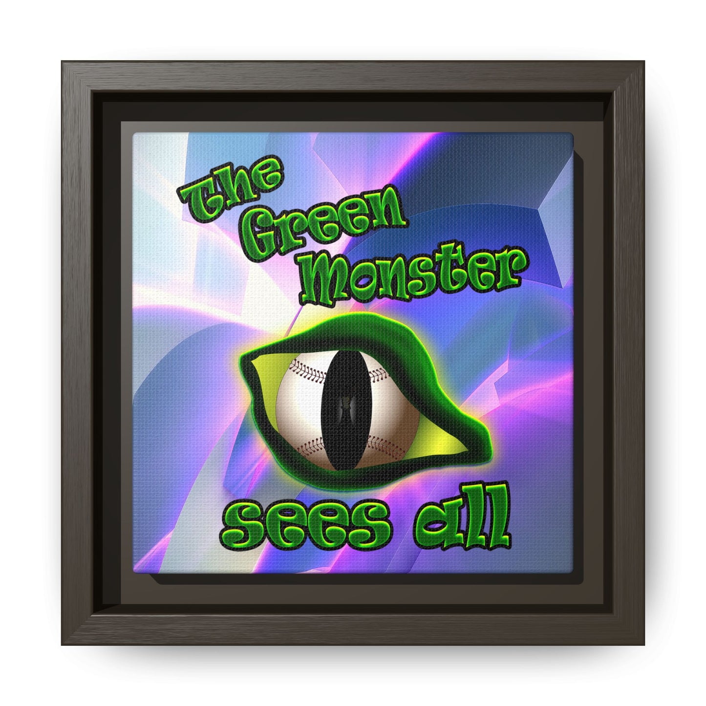 green monster - framed canvas art (grey-pink wave)