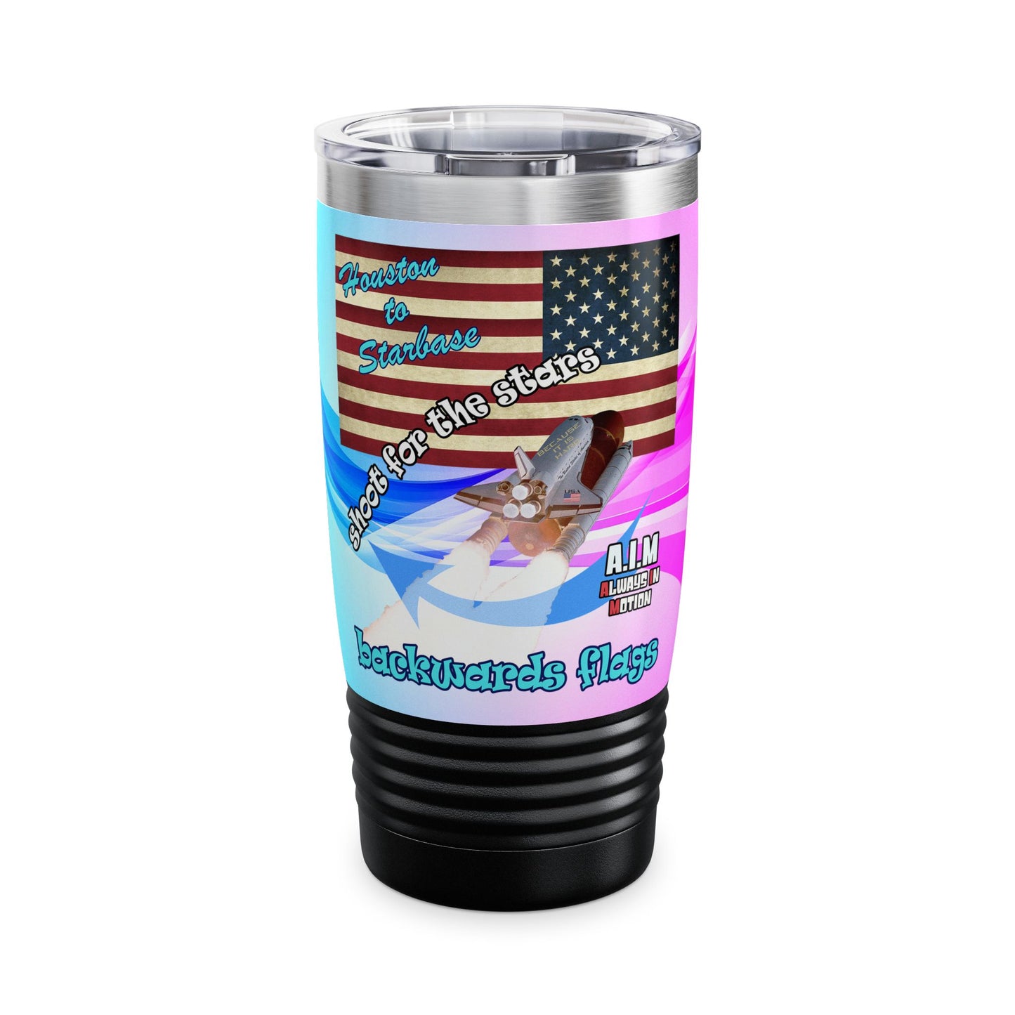 shoot for the stars - Ringneck Tumbler, 20oz (light blue-pink wave)