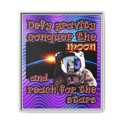 defy conquer reach - framed canvas art (purple wave)