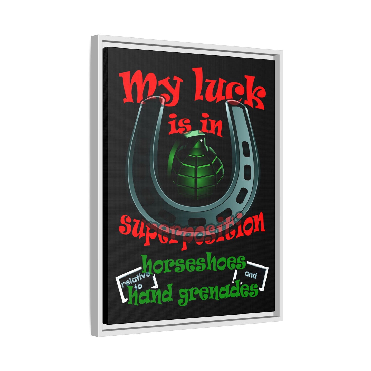 my luck - framed canvas art (black)