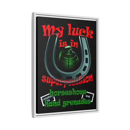 my luck - framed canvas art (black)