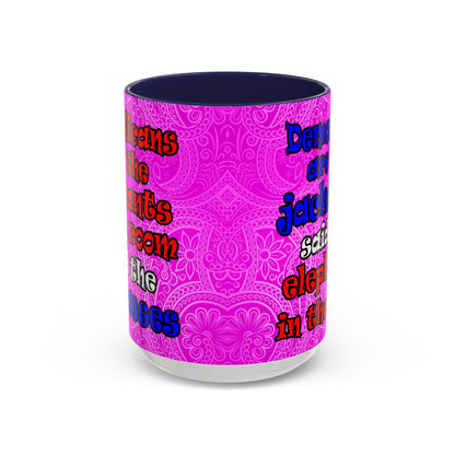 donkeys and elephants - Accent Mug (pink swirl)