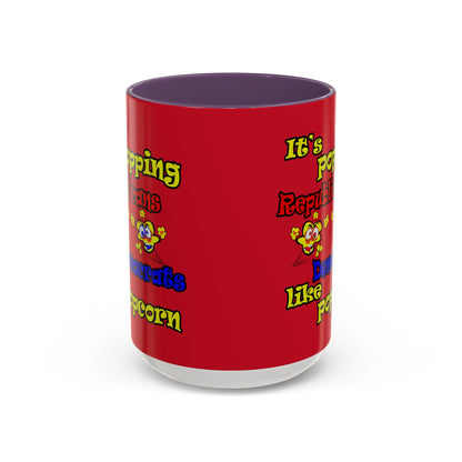 popping like popcorn - Accent Mug (dark red)