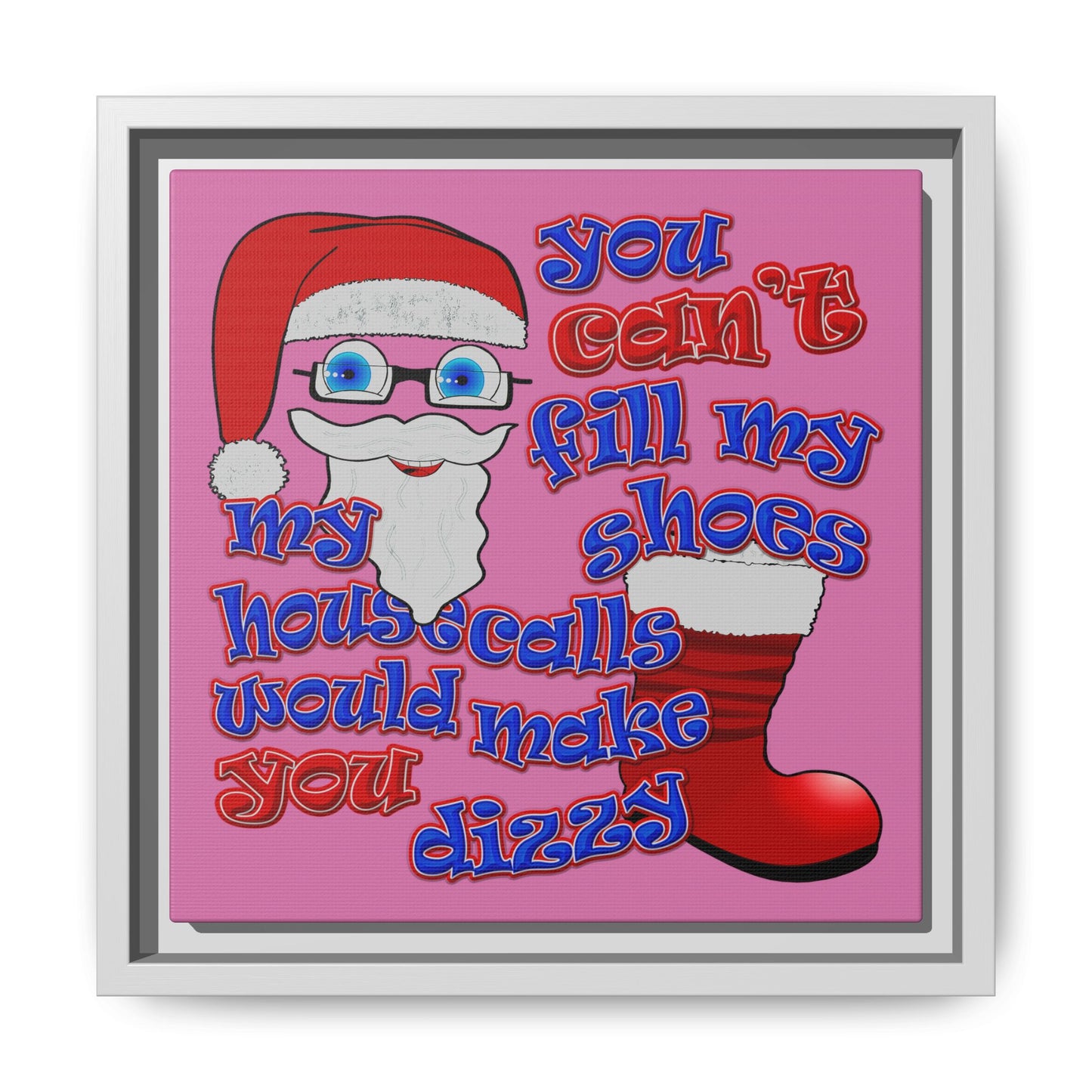 santa's shoes - framed canvas art (light pink)