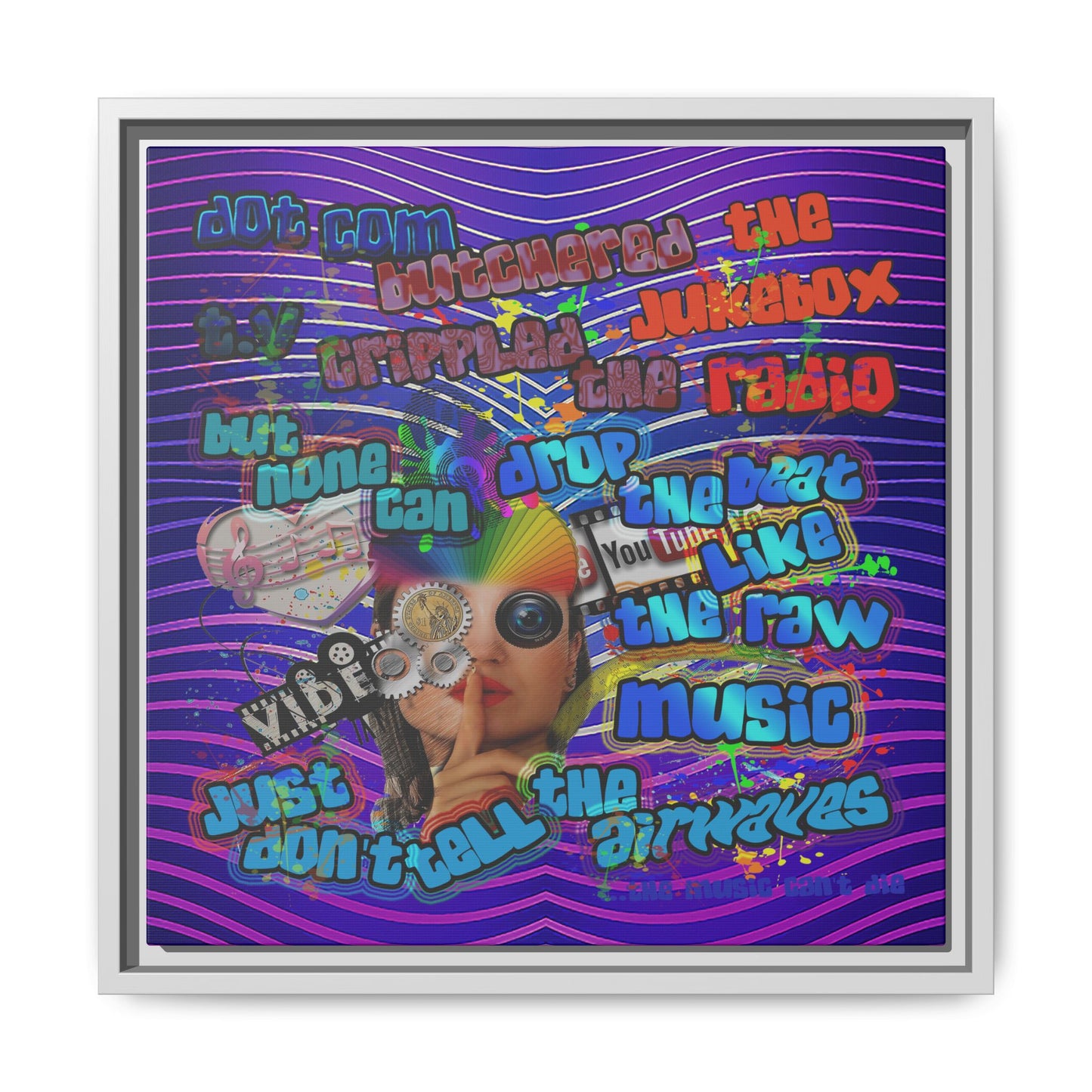 drop the beat - framed canvas art (purple wave)