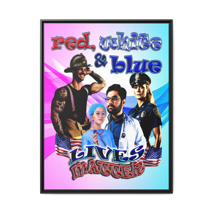 rw&b lives matter - framed canvas art (light blue-pink wave)